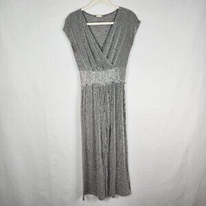 Caution to the Wind Striped Smocked Waist Wrap Top Jumpsuit M